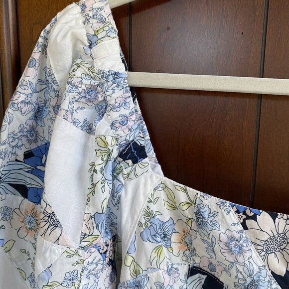 Squareneck cotton voile dress in patchwork floral - J Crew - XL - POCKETS - Picture 7 of 12